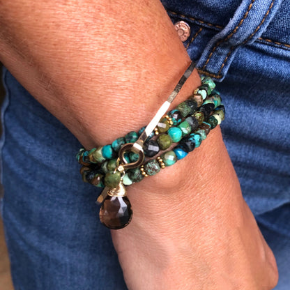 Green Turquoise Wrap Bracelet or Necklace