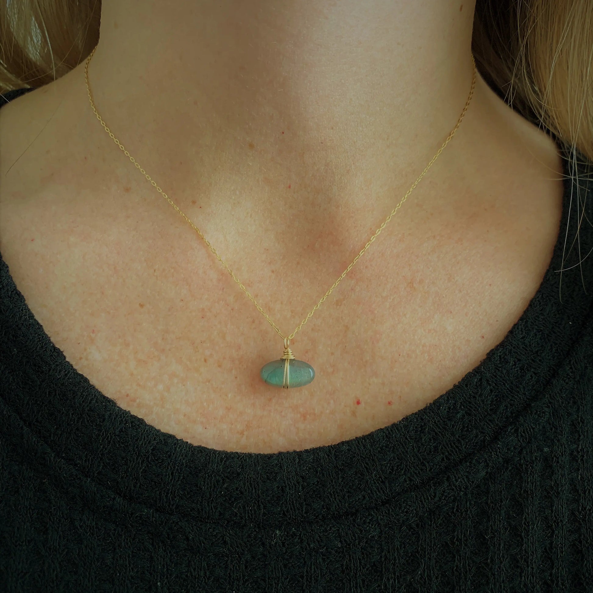 Labradorite Oval Drop Necklace