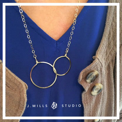 Large Double Circle Necklace Hand Forged