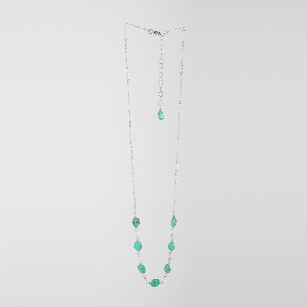 Lucky 7 Kingman Turquoise Drop Necklace Sterling Silver Chain