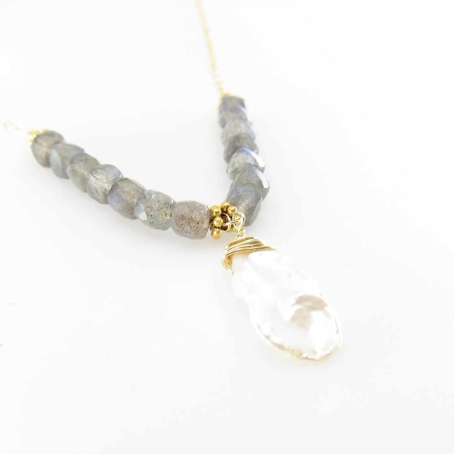 Keishi Pearl and Labradorite Necklace J. Mills Studio