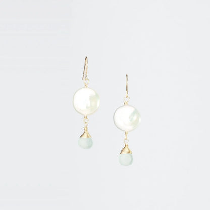 Single Coin Pearl & Gemstone Earrings - J.Mills Studio