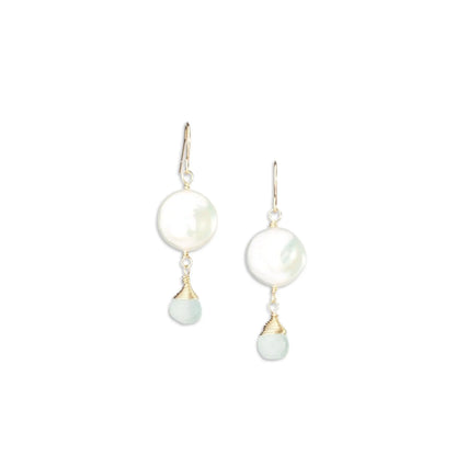 Single Coin Pearl & Gemstone Earrings