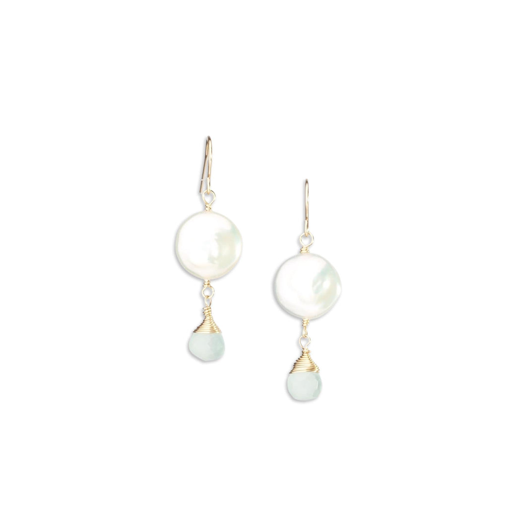 Single Coin Pearl & Gemstone Earrings