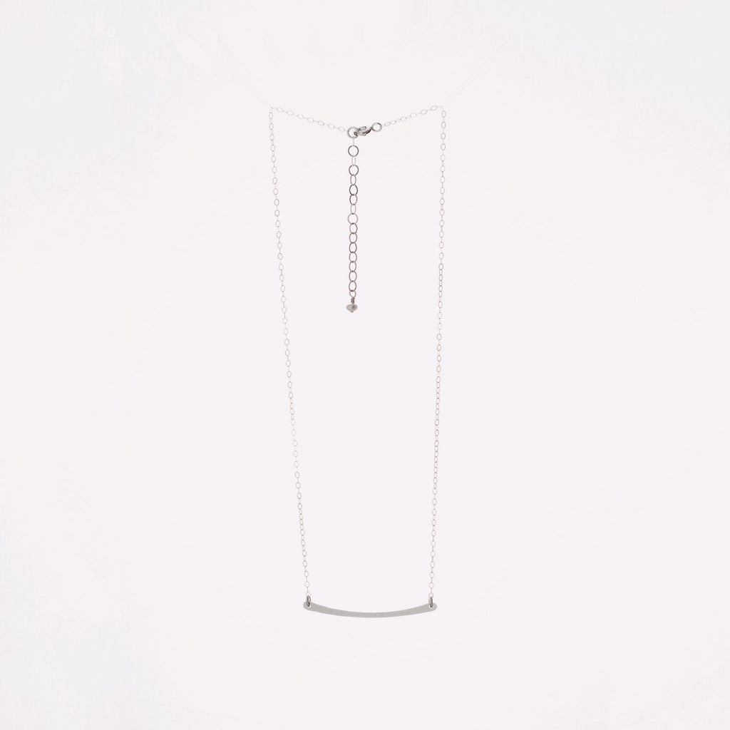 Sterling Silver Hand-Forged Small Curved Bar Necklace